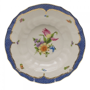 Herend Printemps Blue Border Rim Soup -9.5"Motif 03