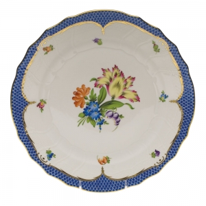 Herend Printemps Blue Border Dinner Plate - Motif 05 10.5"D