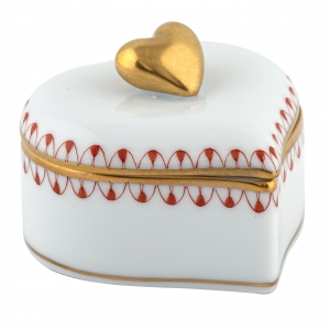 Herend Double Heart Box - Rust