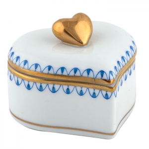 Herend Double Heart Box - Blue