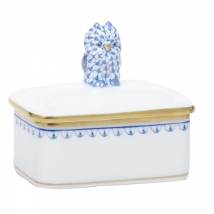 Herend Owl Box Blue