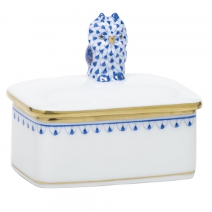 Herend Owl Box Sapphire