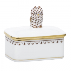 Herend Owl Box Brown