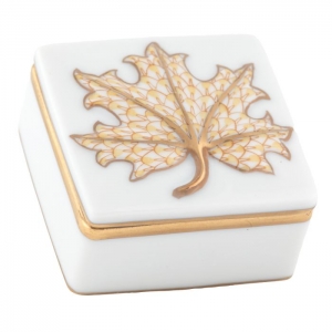 Herend Maple Leaf Box - Butterscotch