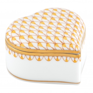 Herend Heart Box Butterscotch Fishnet