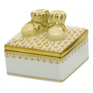 Herend Baby Bootie Box - Butterscotch