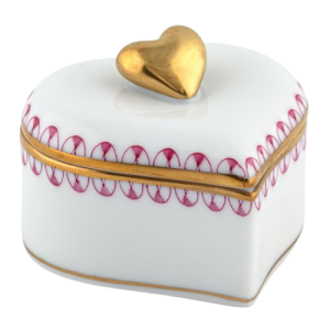 Herend Double Heart Box - Raspberry