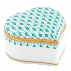 Herend Heart Box Green Fishnet