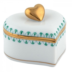 Herend Double Heart Box - Green