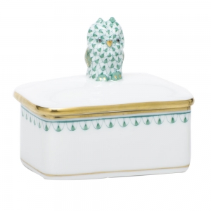 Herend Owl Box Green