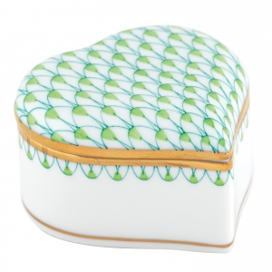 Herend Heart Box Key Lime Fishnet