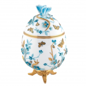 Herend Egg With Flowers- Blue