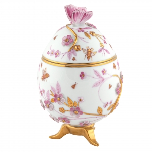 Herend Egg With Flowers - Raspberry