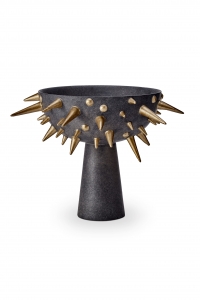 L'Objet Celestial Black+Gold Bowl On Stand - Small