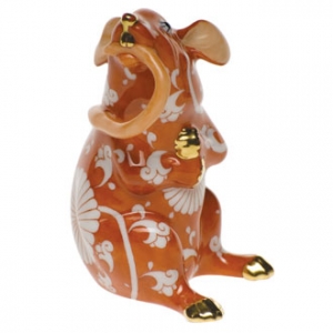 Herend Chrysanthemum Orange Mouse Eating Tail