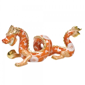 Herend Chrysanthemum Orange Small Dragon