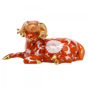 Herend Chrysanthemum Orange Ram