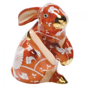 Herend Chrysanthemum Orange Scratching Bunny