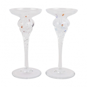 Vietri Chiara White Short Candlesticks - Set of 2