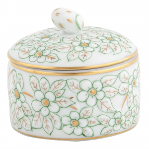 Herend Round Relief Box w/ Berry - Green