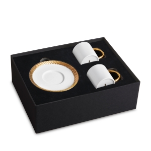 L'Objet Corde Gold Espresso Cup + Saucer - Set 2