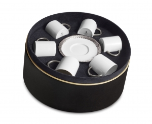 L'Objet Corde Platinum Espresso+Saucer (Set of 6)