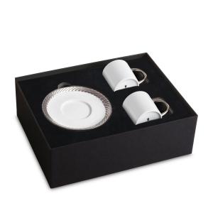 L'Objet Corde Platinum Espresso Cup + Saucer - Set 2