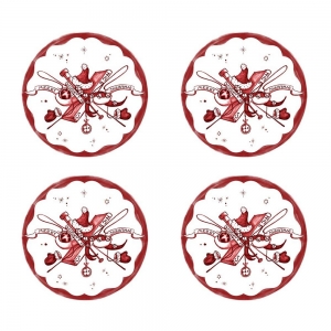 Juliska Country Estate Winter Frolic Ruby Coasters - Set 8