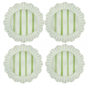 Juliska Cabana Stripe Melamine Dinner Plate Set/4 - Seagrass