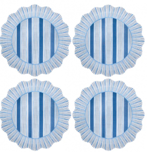 Juliska Cabana Stripe Ocean Melamine Dinner Plate - Set/4