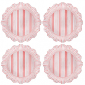 Juliska Cabana Stripe Melamine Dinner Plate Set/4 - Coral