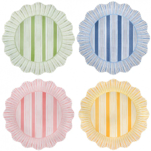 Juliska Cabana Stripe Melamine Dinner Plate Assorted Multicolor - Set/4