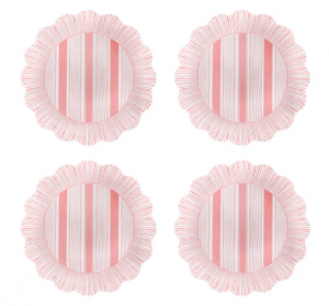 Juliska Cabana Stripe Melamine Dessert/Salad Plate Set/4 - Coral