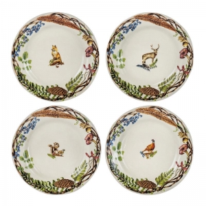 Juliska Forest Walk Animal Dessert/Salad Plates Assorted Set 4