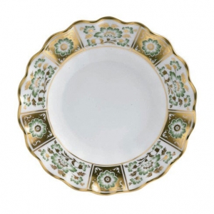 Royal Crown Derby Derby Panel Green Fluted Dessert Plate