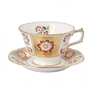 Royal Crown Derby Derby Panel Red Breakfast Saucer