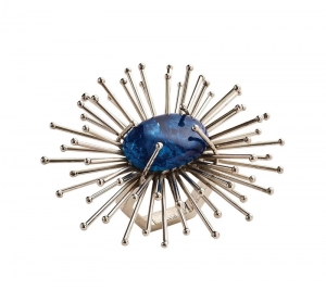 Kim Seybert Flare Napkin Ring in Cobalt & Silver - Set 4