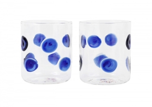 Vietri Drop Blue Double Old Fashioned / 12 oz. - Set of 2