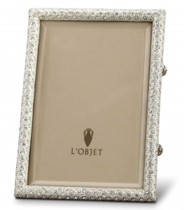 L'Objet Rectangular Pave Frames Platinum + White Crystals - 5 x 7"
