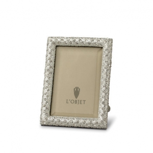 L'Objet Miniature Frames Rectangular Pave - Platinum + White Crystals - 2 X 3"