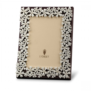 L'Objet Garland Frames Platinum + White Crystals - 8 x 10"