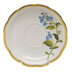 Herend American Wildflower Blue Wood Aster Tea Saucer - 6"D