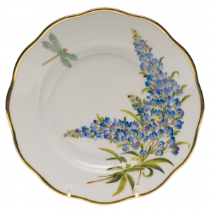 Herend American Wildflower Texas Blue Bonnet Salad Plate - 7.5"D