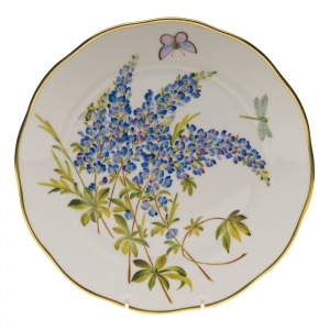 Herend American Wildflower Texas Blue Bonnet Dinner Plate -10.5"D