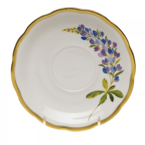 Herend American Wildflower Texas Blue Bonnet Tea Saucer - 6"D