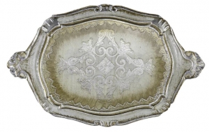 Arte Italica Florentino Wooden Tray / Antique Silver/Gold - 14"
