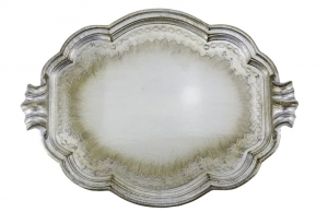 Arte Italica Florentino Wooden Tray / Antique Silver, Large - 21.25"