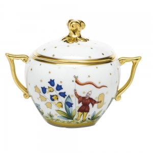 Herend Asian Garden Ornate Covered Sugar w/ Twist