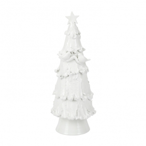 Vietri Foresta White Large Tree with Red Birds & Star - 18.5"