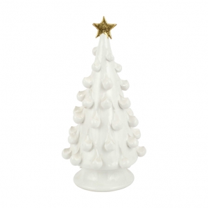 Vietri Foresta White Medium Tree with Gold Star - 14.75"